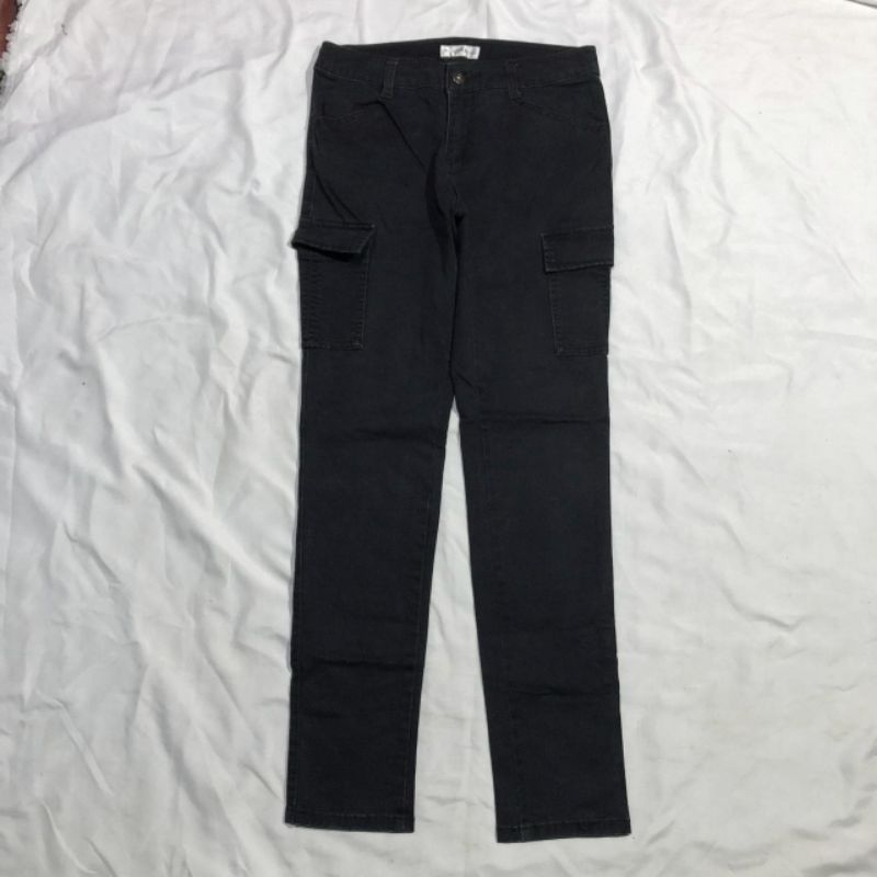 Celana Panjang Longpants Jeans Cargo Style Basic Hitam Skinny Original Second Preloved #CC98