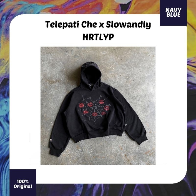 [ORIGINAL] Telepati Che x Slowandy Hoodie HRTLYP T-shirt KISSLV | Hoodie Kiss Me Black | Boxy Hoodie