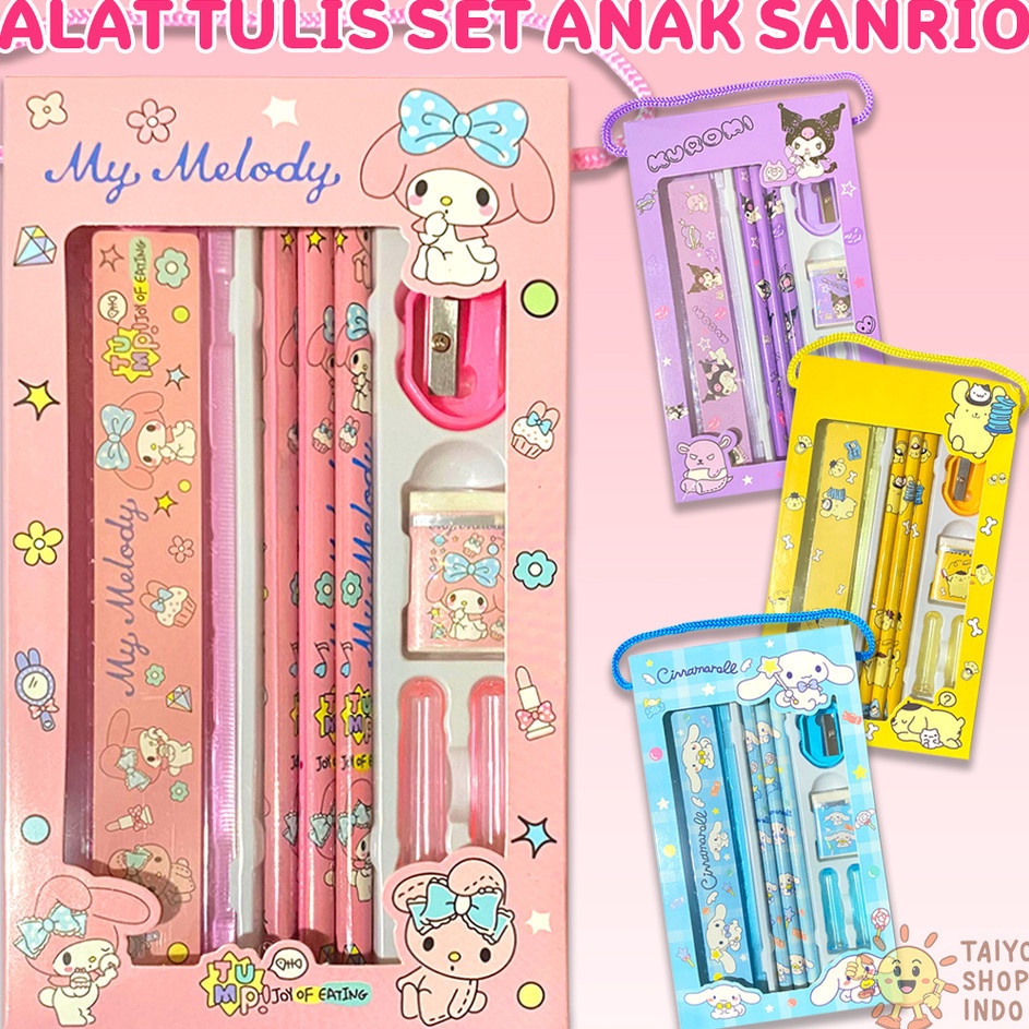 

TAIYO Alat Tulis Set Anak Sanrio Stationary Karakter Pensil Penghapus Rautan Penggaris Sekolah Kartun Perlengkapan