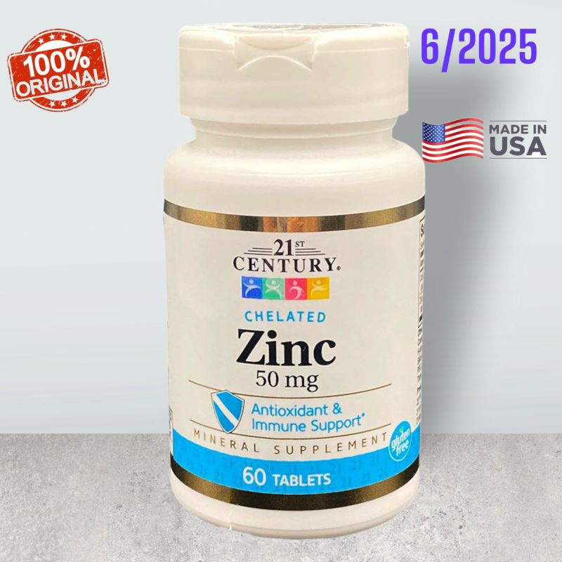 

21ST Century Chelated Zinc 50 mg Antioxidant & Immune support 60 Tablets