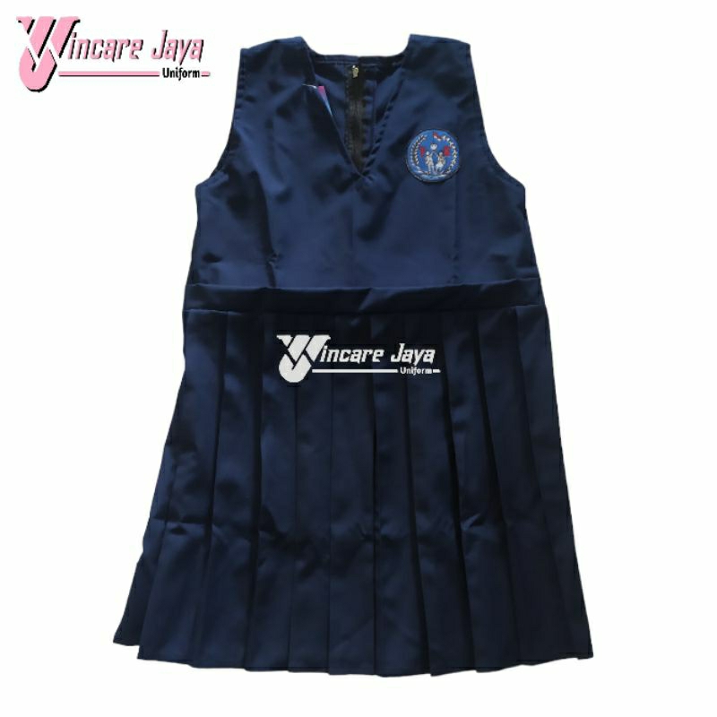 seragam TK biru Dongker perempuan dres plisir biru Dongker TK