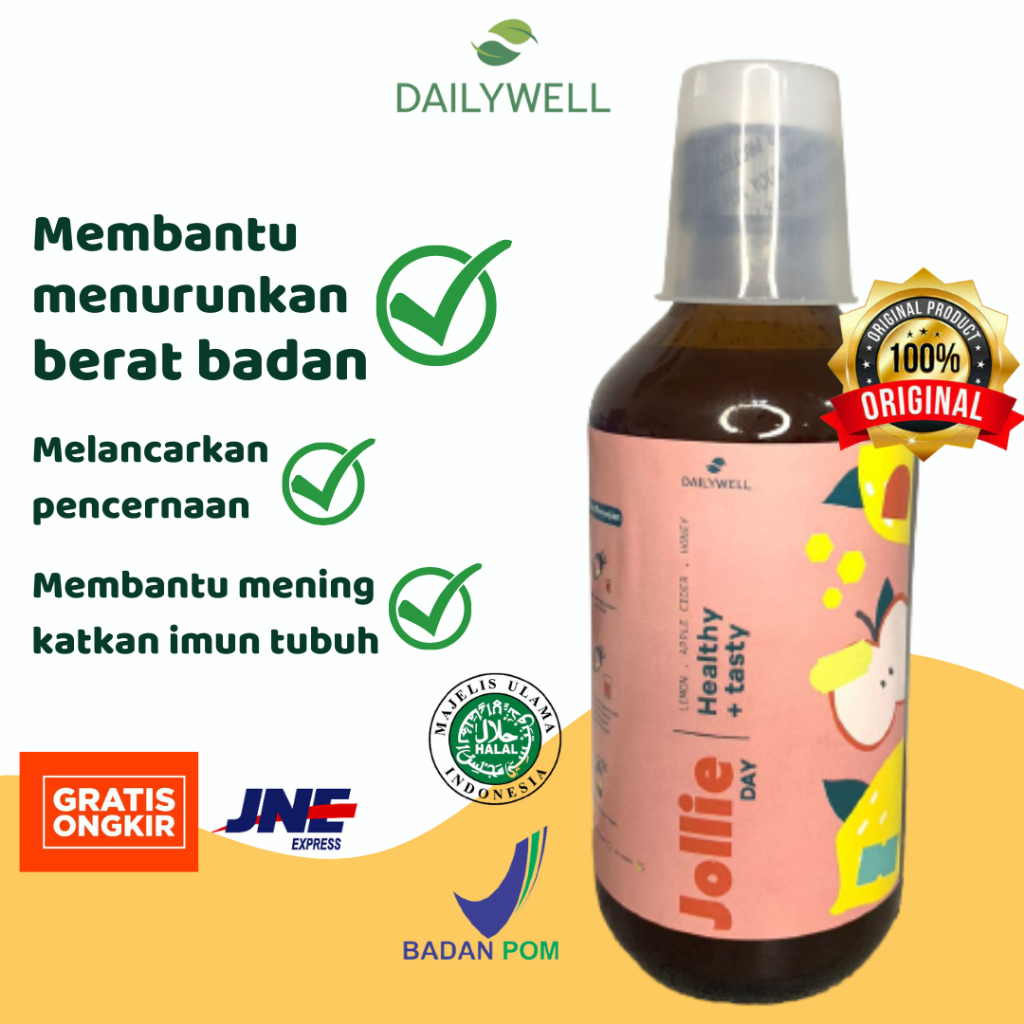 

DAILYWELL JOLLIE DAY 325ML MINUMAN HERBAL DETOX DAN SLIMMING [SARI LEMON, CUKA APEL, MADU]