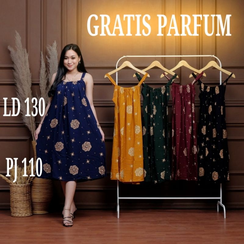 Daster Tanpa Lengan Daster Jumbo Wanita LD 130 Rayon Super Premium Daster Yukensi Motif Bunga Busui 