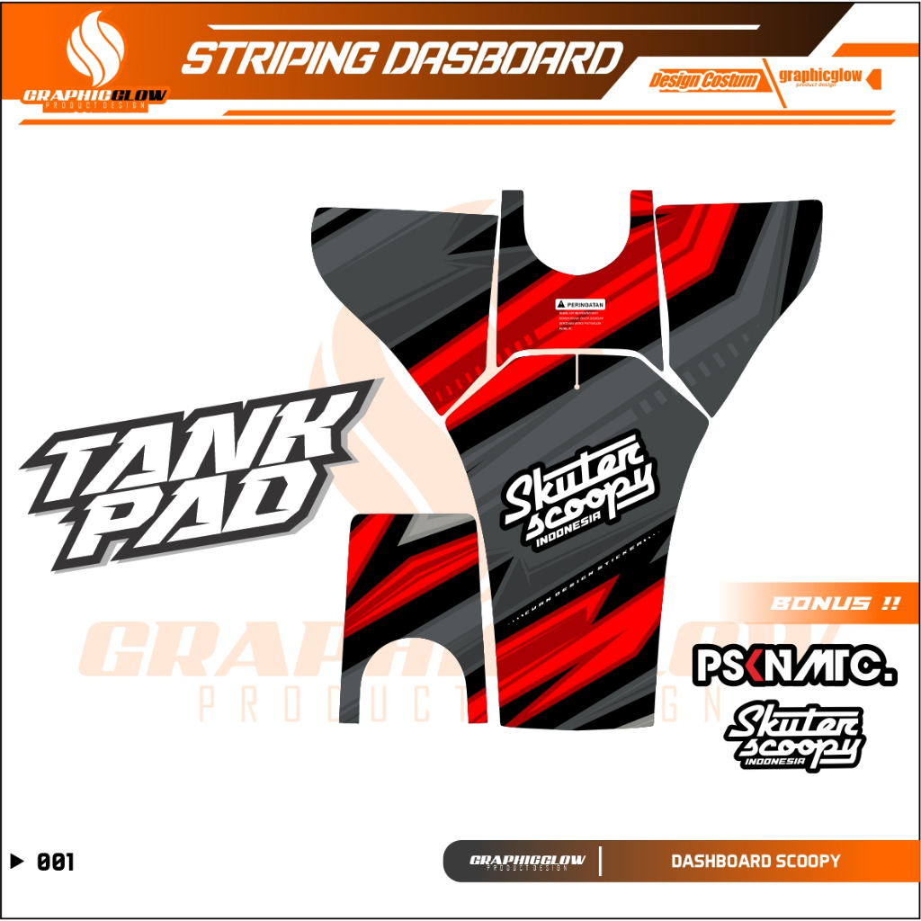 STIKER STRIPING PELINDUNG DASHBOARD / THANKPAD / DECKPAD MOTOR SCOOPY STICKER SCOOPY 2020 2021 2022