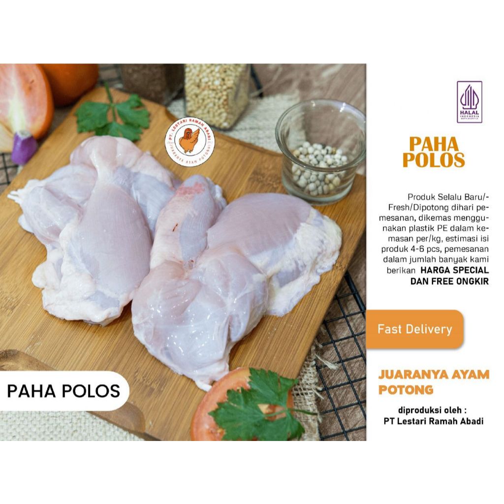 

Daging Ayam Paha Fillet Boneless Tanpa Kulit 1kg