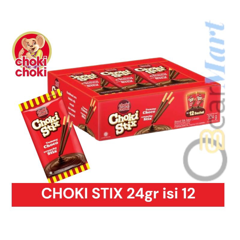 

GSVmart CHOKI CHOKI STIX Stik 24gr isi 12 pack Biskuit Coklat Stick