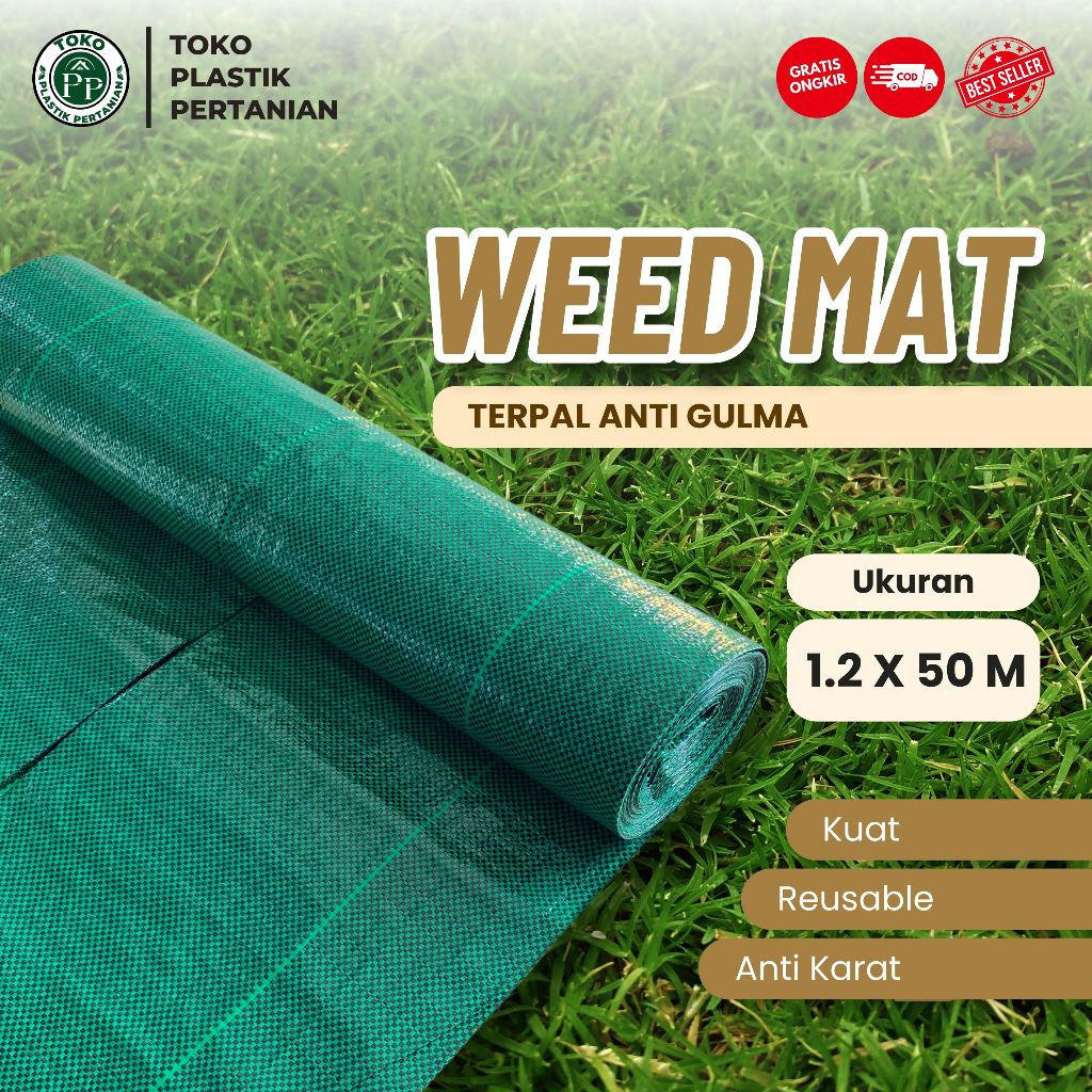 Terpal Green House Lebar 1,2 meter x 50 meter Weedmat Control- Woven Fabric Anti UV Weed Mat