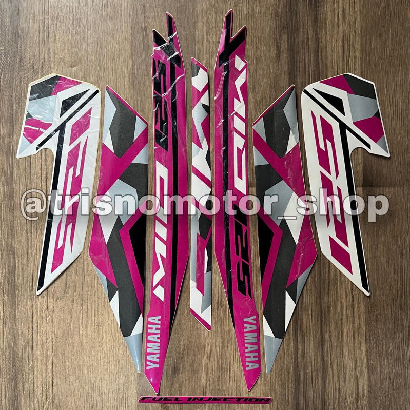 striping yamaha mio 125 mio m3 2016 pink putih stiker list body polet MIO M3 standar terbaik trisnom