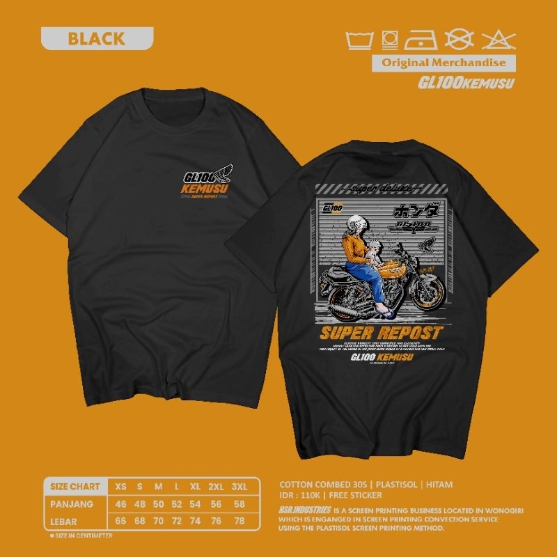 READY STOCK KAOS T-SHIRT ORIGINAL TERBARU GL100KEMUSU FREE-STIKER