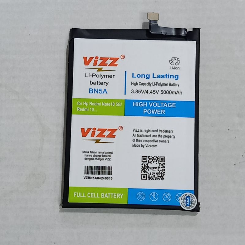baterai double power baterai vizz bn5a for redmi note 10