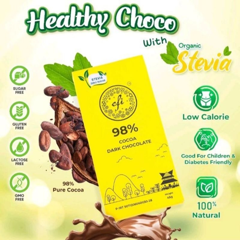 

EFI HEALTHY CHOCOLATE 45GR by KEBUN MADU EFI | COKELAT SEHAT DENGAN GULA STEVIA