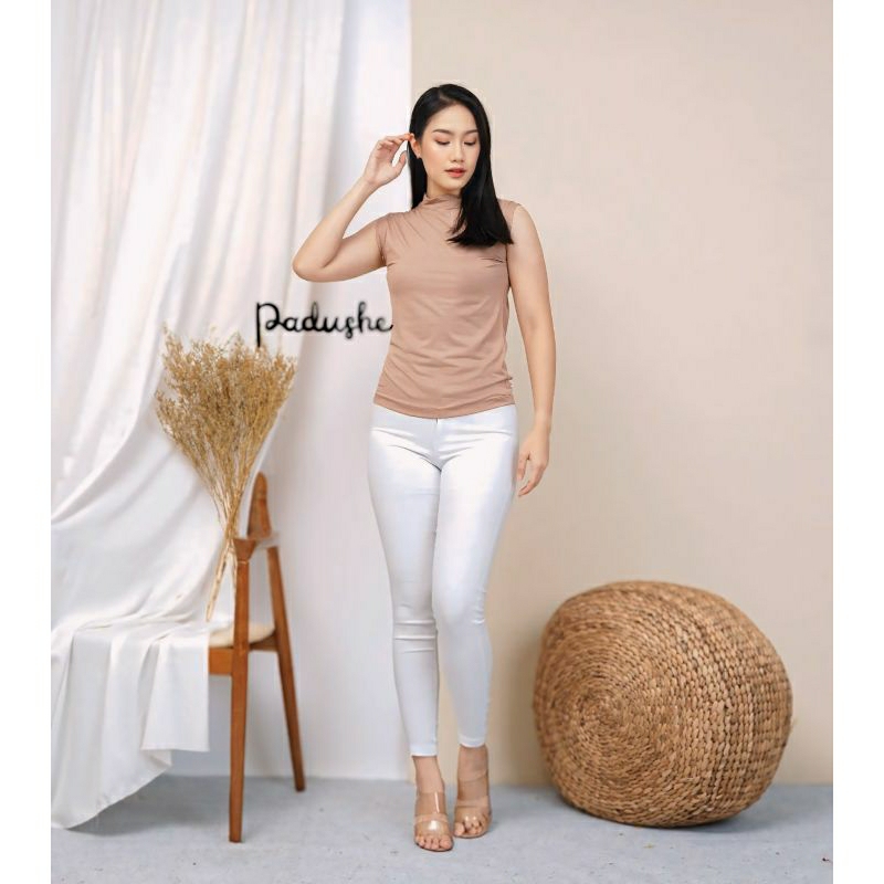 Manset buntung warna coklat mocca//manset tanpa lengan//inner manset lekbong chic