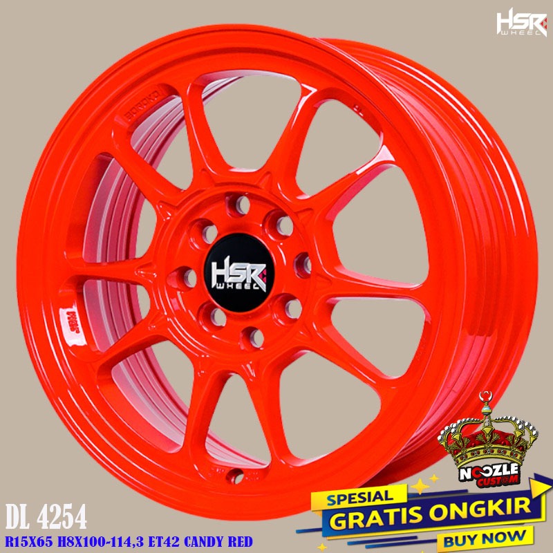 Velg Mobil Warna Merah Ring 15 Double PCD Pelek Racing HSR Terbaru Ring 15 Baut 4 Type DL