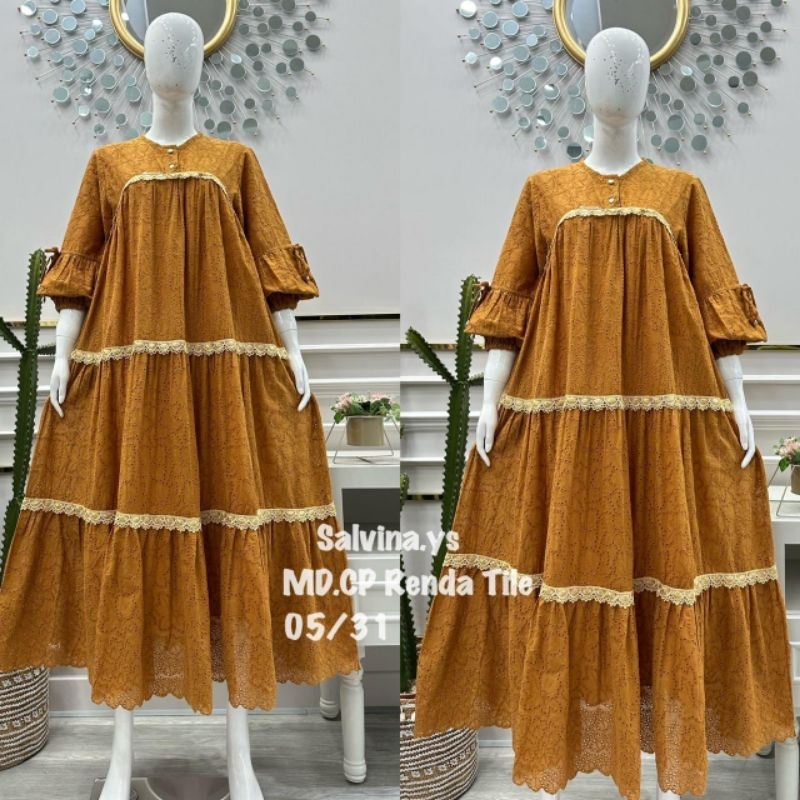 Salvina midi katun bordir bolong renda