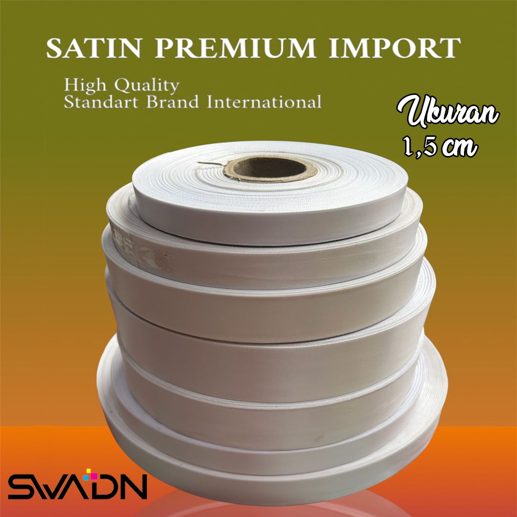 

Bahan label satin Premium Import Ukuran 1,3 cm label baju Label kerah Polos