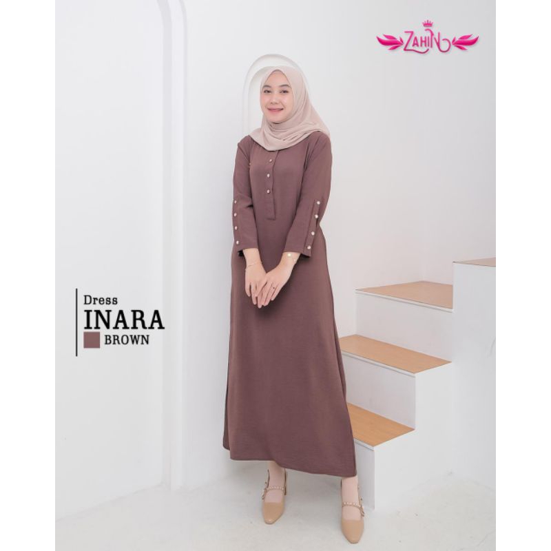 Inara midi kancing/Gamis Crinkle Zahin/Gamis Wanita Terlaris
