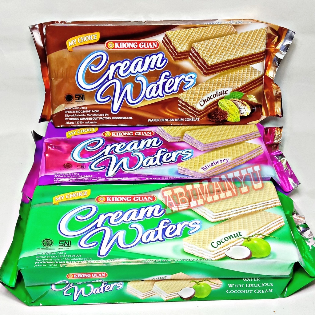 

Wafer Khong Guan Krim Coklat Kelapa Bluebery 240 gr