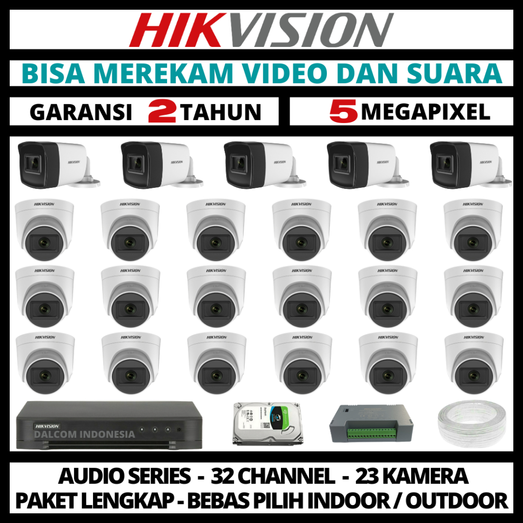 PAKET CCTV HIKVISION 5MP 3K 32 CHANNEL 23 CAMERA TURBO HD CAMERA CCTV & DVR FULL HIKVISION