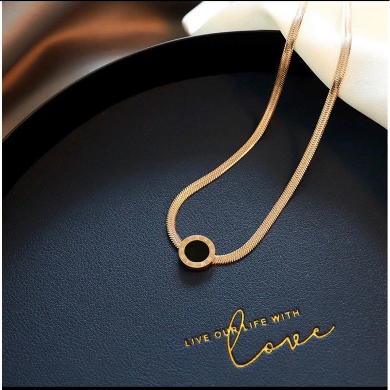 Kalung Titanium Wanita Model Pipih / Kalung Titanium Wanita / Kalung Wanita Model Baru / Kalung