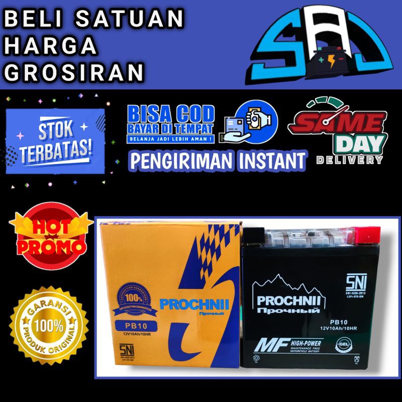 aki motor gel bergaransi prochnii ORIGINAL PB10 / 12n10-3b 10ah high power Vespa PX-150 Excel th 90 