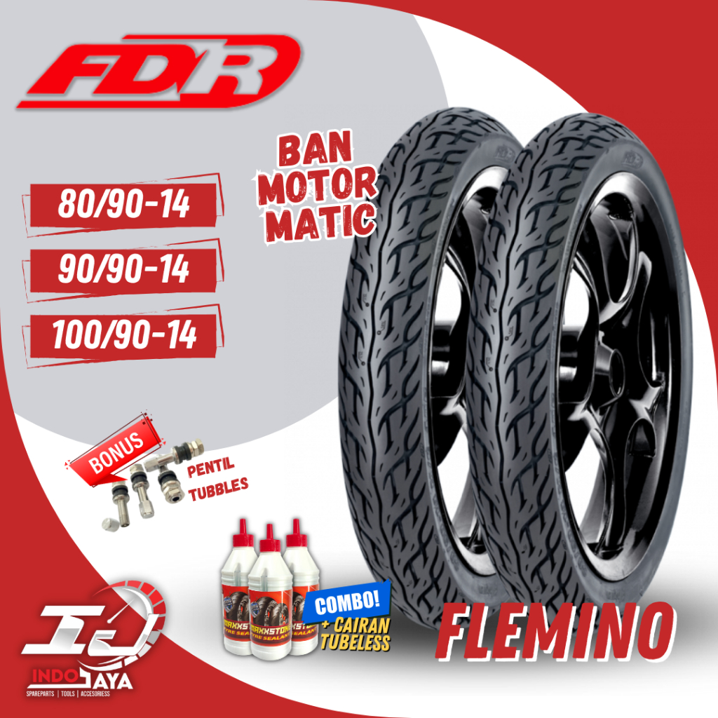 BAN FDR TUBELESS FLEMINO RING 14 / BAN LUAR -14 (80/90-14 - 90/90-14 - 100/90-14) BAN MOTOR MATIC BE