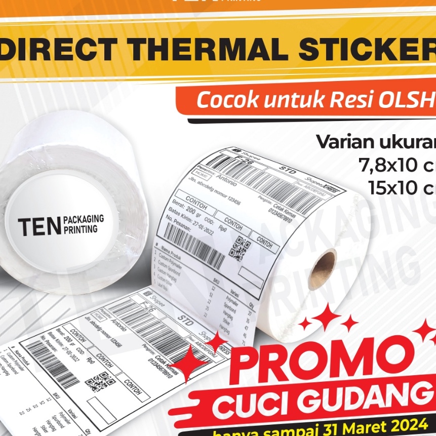 

Wow Kertas Thermal 1x15 mm isi 5 Pcs Label thermal barcode Roll A6