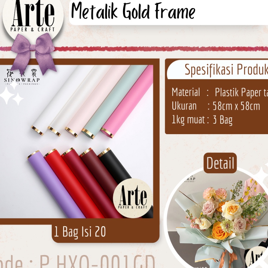 

Murah 2 Lembar Cellophane Metalik Gold Frame List Kertas Jelly Ori Sinowrap Buket Bunga Korean Kertas Waterproof Flower Wrapping Paper Calor Kado Arte Grosir Florist Supply Jakarta Bekasi PHXQ1GD