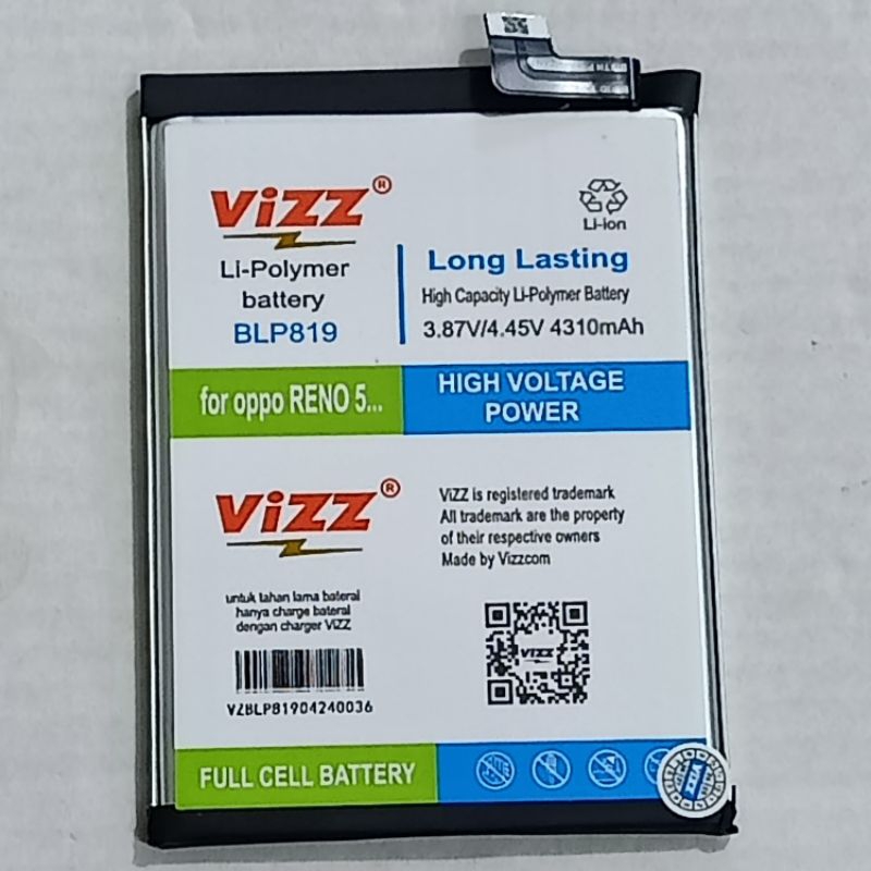 baterai double power baterai vizz blp819 for oppo reno 5f