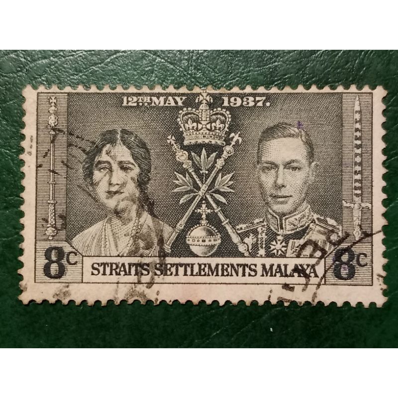 

Prangko Straits settlements 8 Cents Malaya Tahun 1937 USED