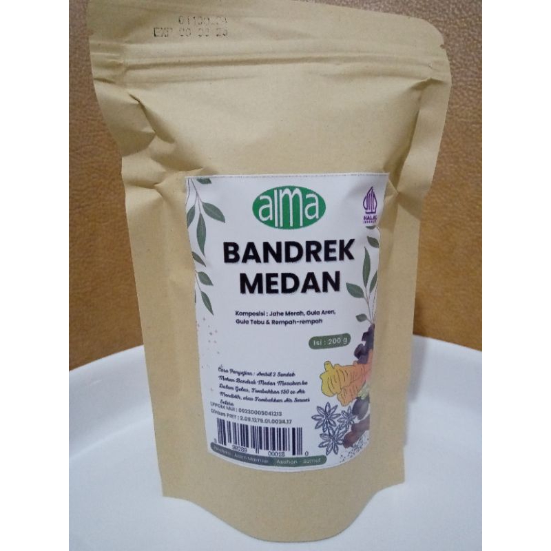 

Alma Bandrek Medan, Premium bandrek , Jahe merah dengan gula aren dan rempah-rempah, berat 200 gr