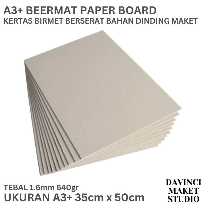 

A3+ Kertas Birmet Beermat Birmat Bahan Maket 50cm x 35cm 1.6mm 640gr