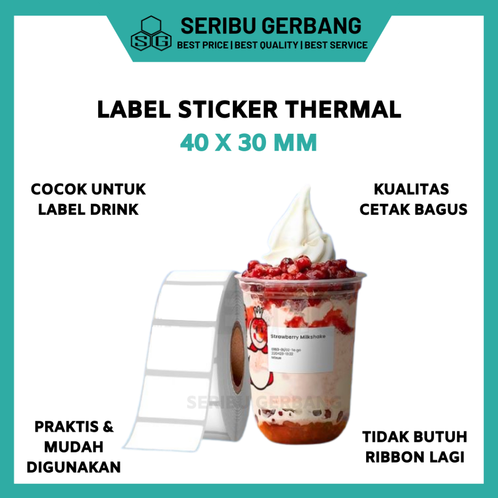 

1000PCS STICKER KERTAS LABEL BARCODE THERMAL 40X30MM / 40 X 30 MM 1 LINE BARCODE LABEL MINUMAN DRINK SNACK CAFE COFFEE