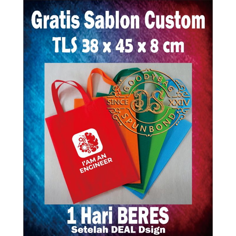 tas sablon 38x45x11 tas custom spunbond liapat samping tas goodie bag goodiebag tas spunbond tas sab