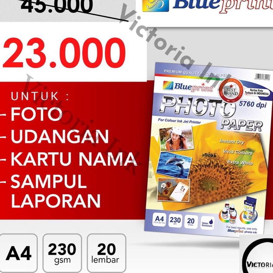 

Sale Kertas Foto Blueprint Glossy A4 23gsm Kertas Foto Blueprint A4 23gsm Photo Paper A4 23gsm Blueprint