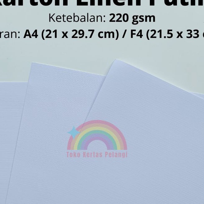 

KI3 karton linen putih isi 5 pcs ukuran A4F4