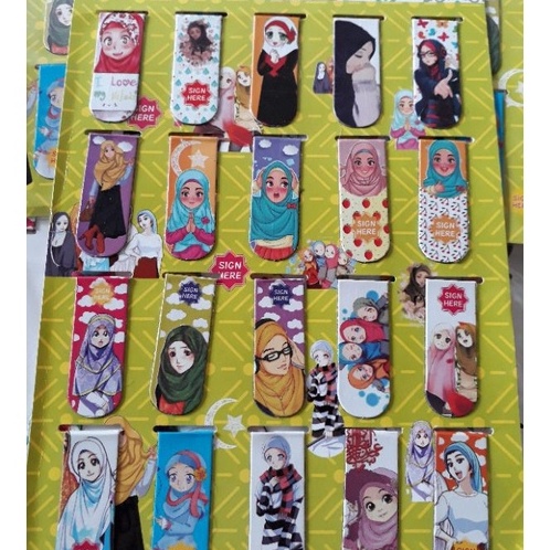 

Wow pembatas buku magnet hijab isi2