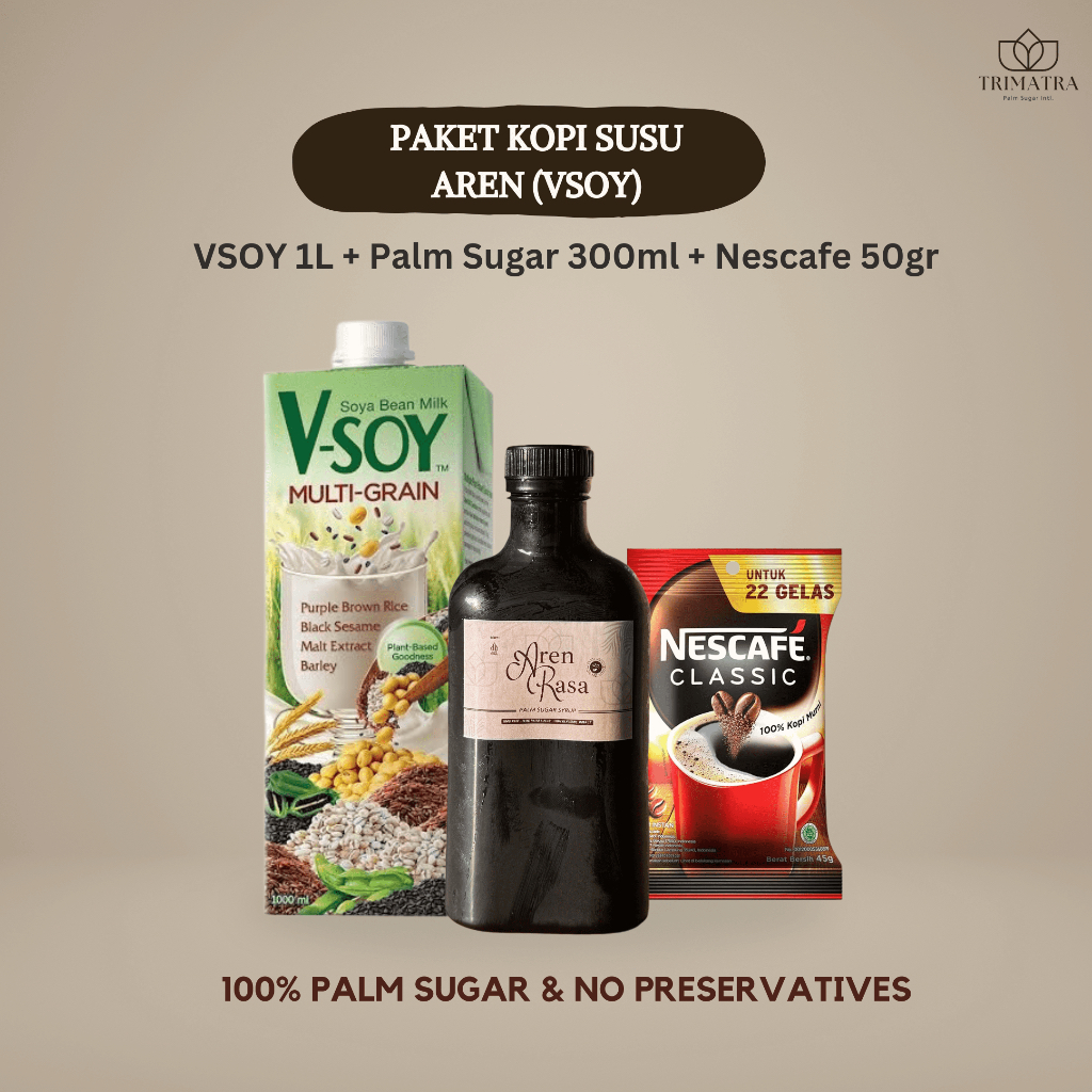 

Aren Rasa 300ml Palm Sugar Syrup + V-Soy Multi Grain UHT 1L + Nescafe Classic Sachet 50g