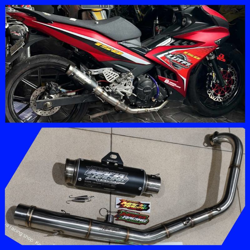 knalpot MX king wajib underbone Full set black predator.