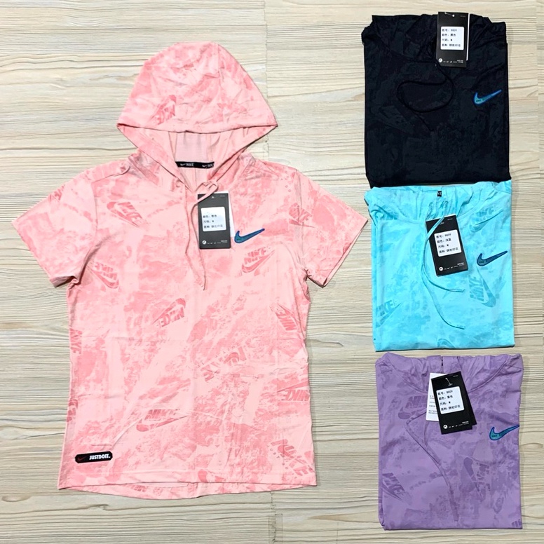 KODE M85F KAOS HOODIE WANITA NIKE IMPORT PREMIUM OLAHRAGA TSHIRT CAMO DRI FIT LADIES PEACH PINK HITA