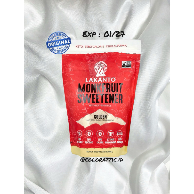 

LAKANTO MONKFRUIT SWEETENER SUGAR SUBSTITUTE, NON GMO GOLDEN 800 GRAMS - FROM USA