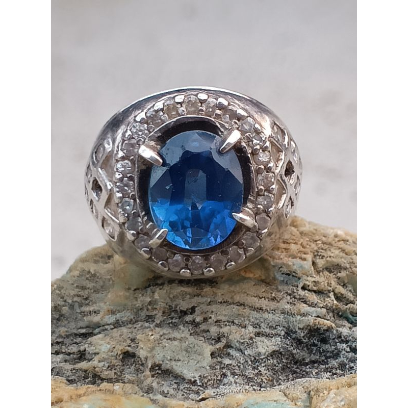 cincin perak king safir blue