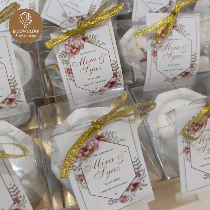 [ Minimal Order 50pcs ] Souvenir Lilin Mika/Tile/Dus Free Pita Hangtag Event Wedding Ulang Tahun Per