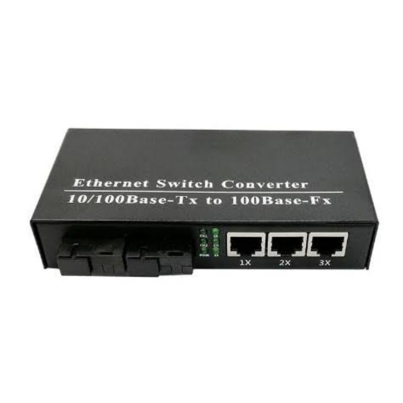 Media Converter HTB 2FO 3LAN  bekas normal komplit adaptor