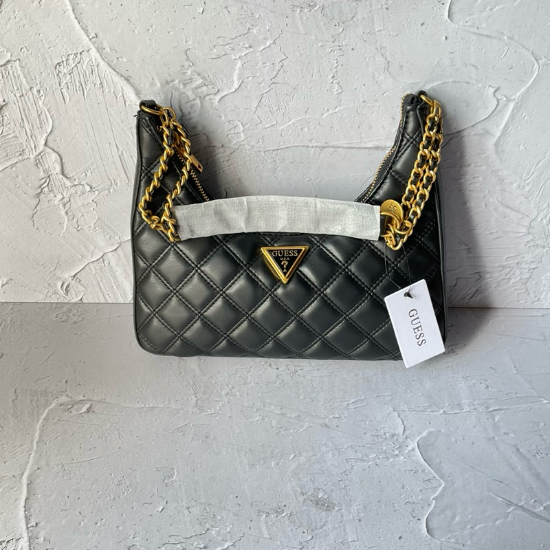 Giully Top Zip Shoulder Bag Black