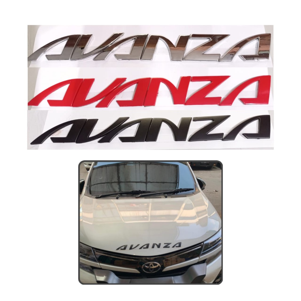 Stiker Emblem Logo Kap Mesin AVANZA Merah Hitam Chrome