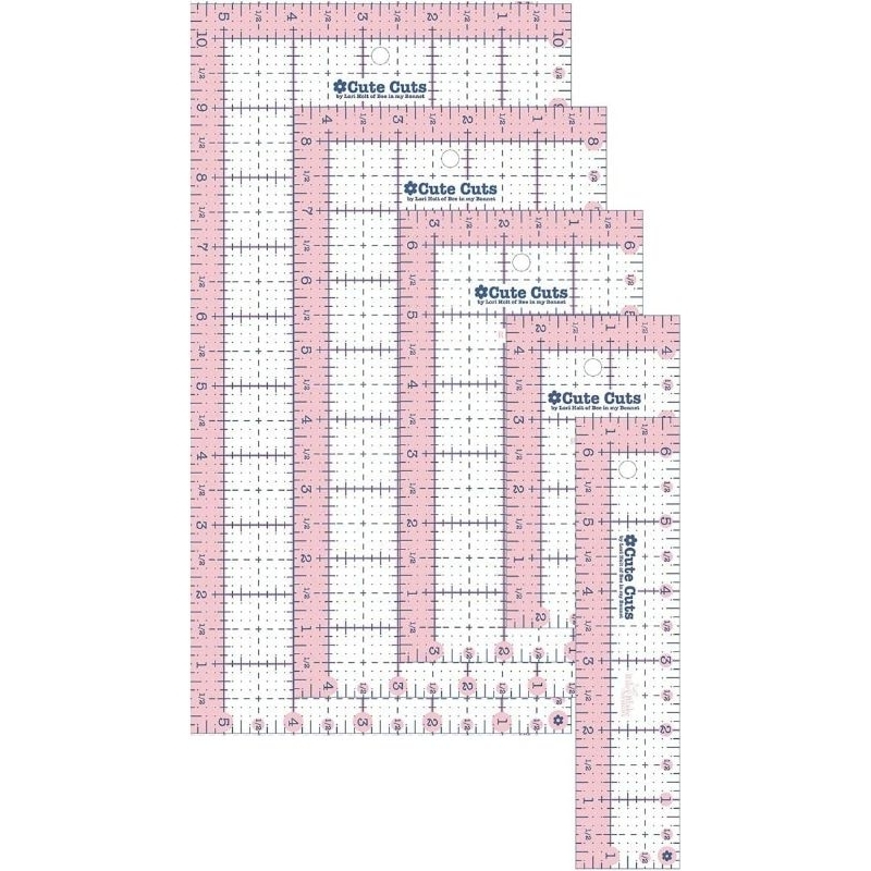 

Riley Blake Designs - Cute Cut Ruler by Lori Holt - Rectangular Ruler Pack - Set of 5 Rulers