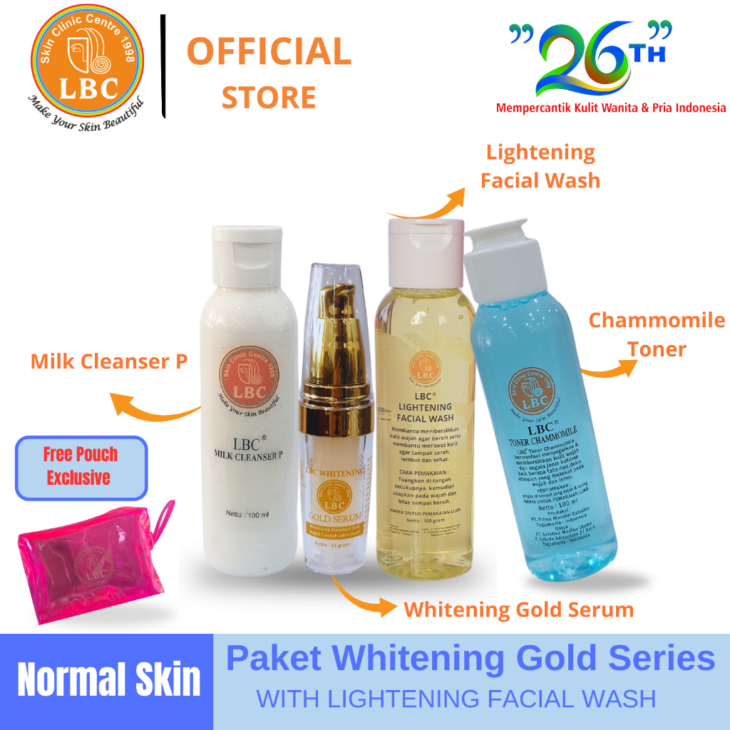 Paket Skincare - LBC Super Whitening Gold series for normal skin (FREE POUCH)