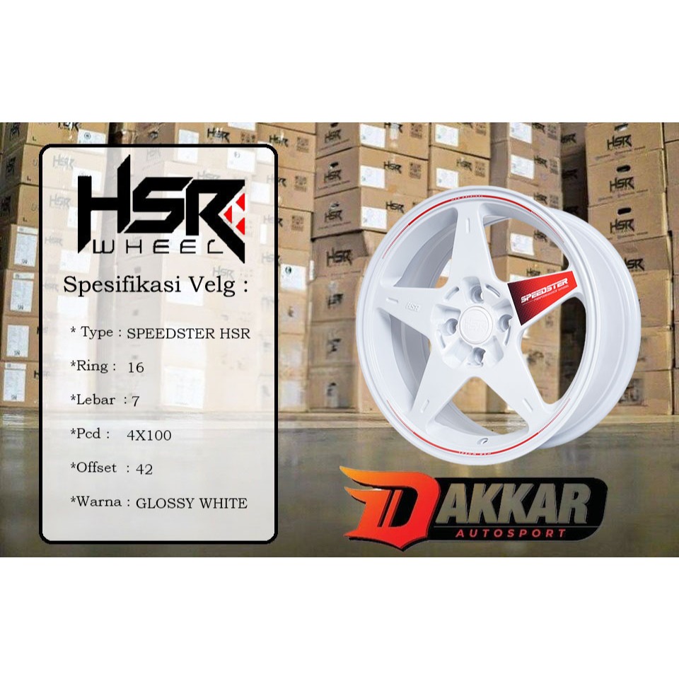 velg racing jazz ring 16 hsr speedster lebar 7 rata warna glossy white