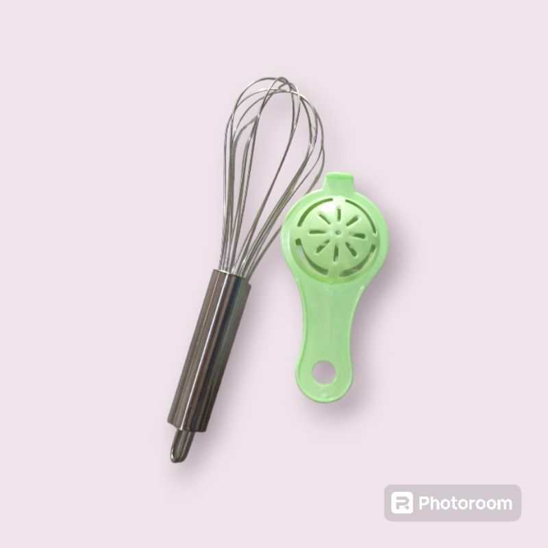 set kocokan telur stainless pemisah telur