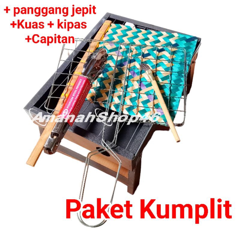 1 PAKET Alat Pemanggang Serbaguna Barbeque Bakaran Portable Arang Panggangan Portabel Sate Grill Bbq
